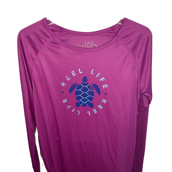 REEF LIFE Top in Pink‎ Fuchia, Rose Blue Logo Turtle Design Size XL - Picture 1 of 6